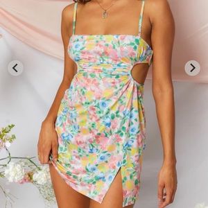 Beginning Boutique Jenna Cut Out Mini Dress Multi